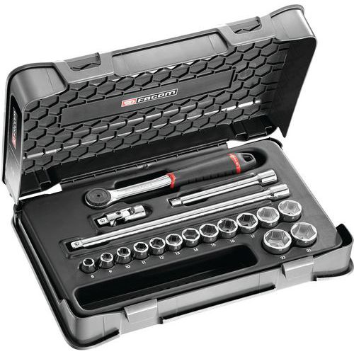 Coffret douilles 3/8 pouces 6 pans - 18 pièces Coffret douilles 3/8 pouces 6 pans - 18 pièces