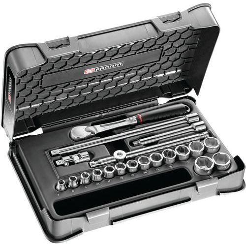 Coffret douilles 3/8 pouces 6 pans - 20 pièces Coffret douilles 3/8 pouces 6 pans - 20 pièces