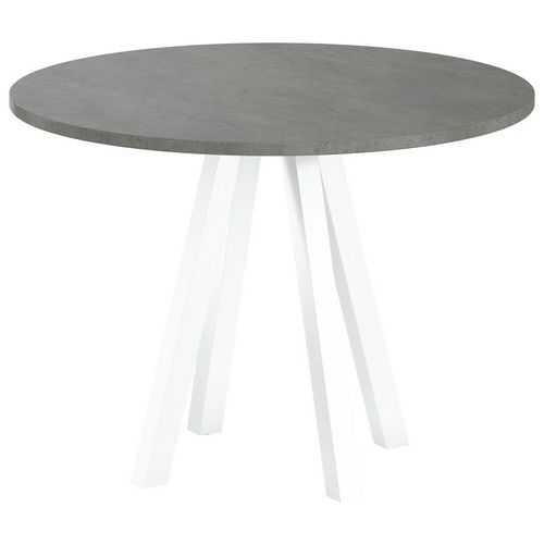 Table Réunion Evan Ø 100 Cm Pied Blanc Plateau Béton