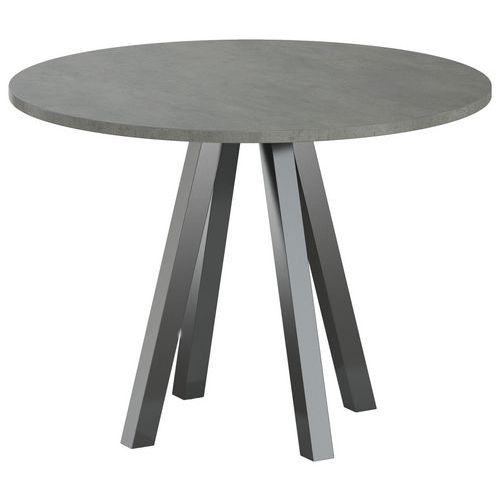 Table Réunion Evan Ø 100 Cm Pied Noir Plateau Béton