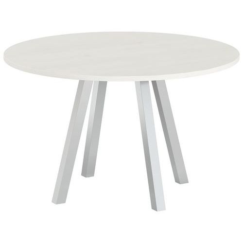 Table Réunion Evan Ø 120 Cm Pied Alu Plateau Pin