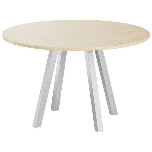 Table Réunion Evan Ø 120 Cm Pied Alu Plateau Chêne Clair