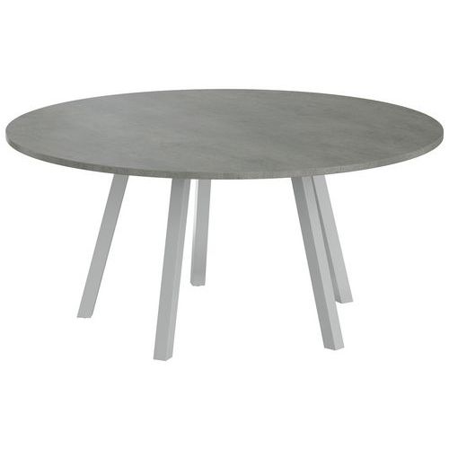 Table Réunion Evan Ø 160 Cm Pied Alu Plateau Béton