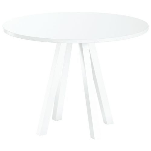 Table Réunion Evan Ø 100 Cm Pied Blanc Plateau Strat Blanc