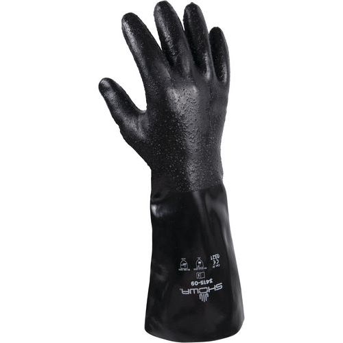 Showa - Gants de protection chimique néoprène 3415 - Taille XL - Noir - Normes EN 374-1, 374-2, 374-3, 388, 420