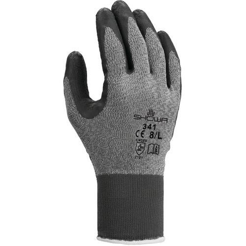 Showa - Gants de protection 341GB taille M - Latex/Polyester - Paume enduite - Réduit la fatigue des mains