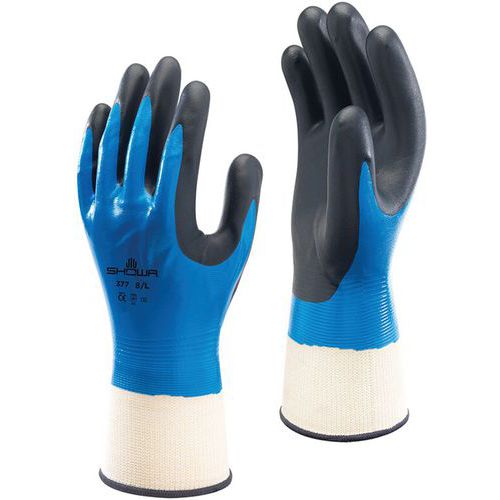 Showa - Gants de protection 377 - Taille XL - Enduction nitrile, paume renforcée, résistant à l'eau et à l'huile