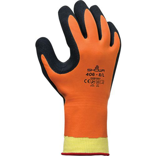 Showa - Gants Thermiques 406 Latex Paume Noir/Orange Taille L - Protection Froid EPI