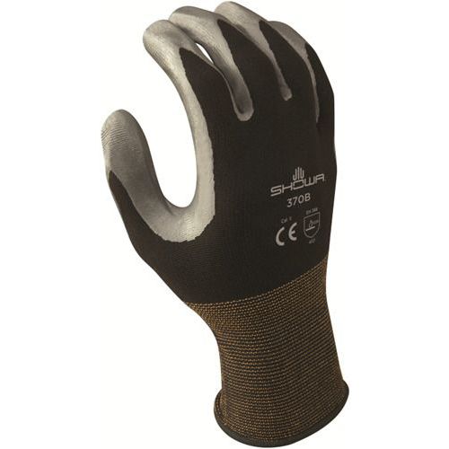 Showa - Gants de protection 370B Noir Taille M - Enduction Nitrile Paume - Résistant Huile et Graisse