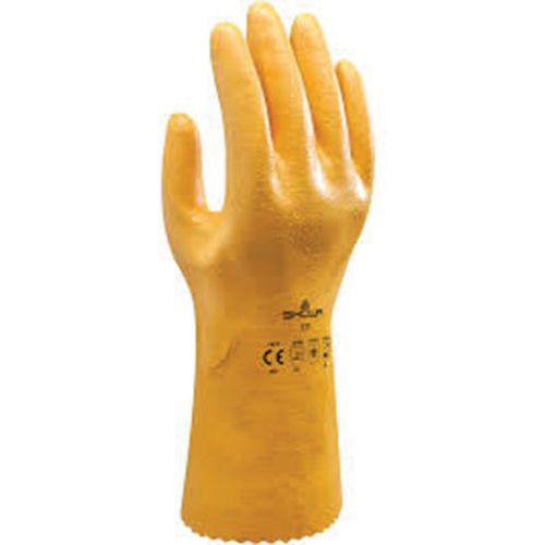 Showa - Gants de protection chimique 771 - Taille XL Jaune - Nitrile Coton Polyester - Résistant Huile Hydrocarbures Graisse Ponçage