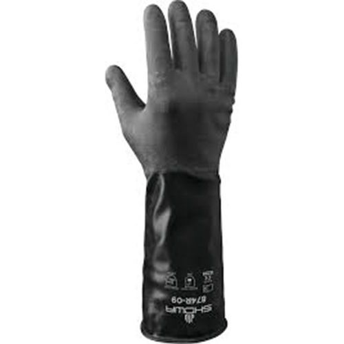 Showa - Gants de protection chimique 874R - Taille L (9) - Polyéthylène Noir - Environnements humides ou gras