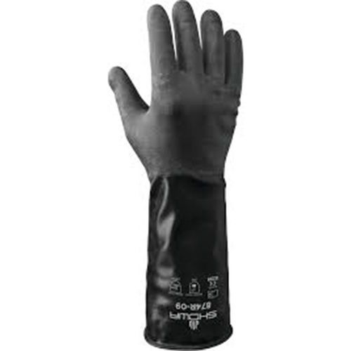 Showa - Gants de protection chimique 874R - Taille M - Polyéthylène Noir - Environnements humides ou gras