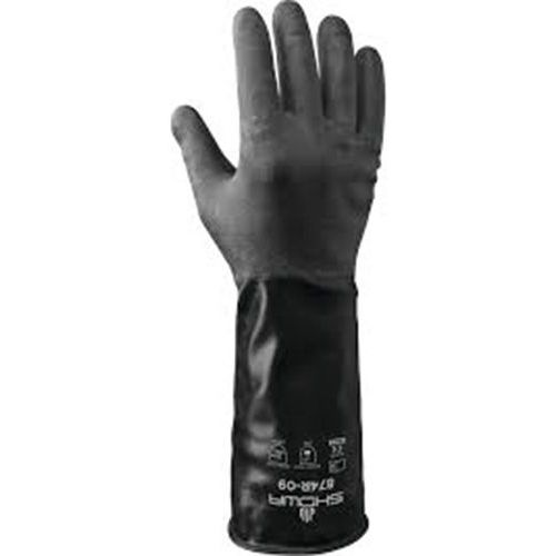 Showa - Gants de protection chimique 874R - Taille S (7) - Noir - Polyéthylène - Environnements humides ou gras - CE
