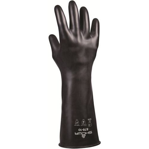 Showa - Gants de protection chimique 878 - Taille L (9) - Polyéthylène Noir - Environnements humides ou gras - Normes CE
