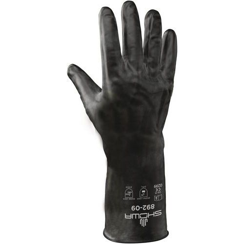Showa - Gants de protection chimique 892 - Taille XL - Nitrile Noir - Environnements humides ou gras - Normes CE