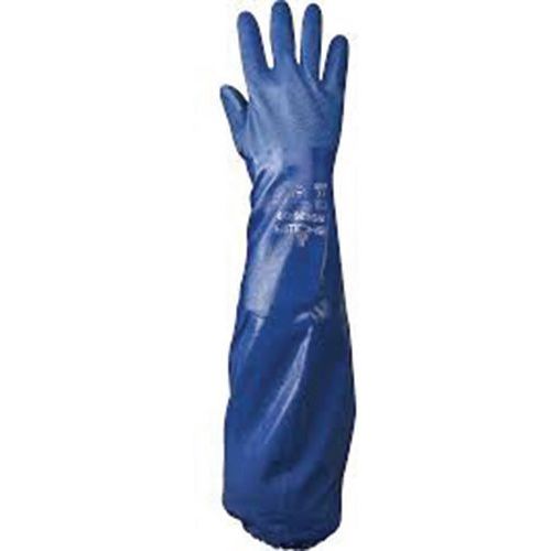 Showa - Gants de protection chimique NSK26 - Taille 9 (M) - Nitrile Bleu - Manchette extra-longue - Environnements humides ou gras