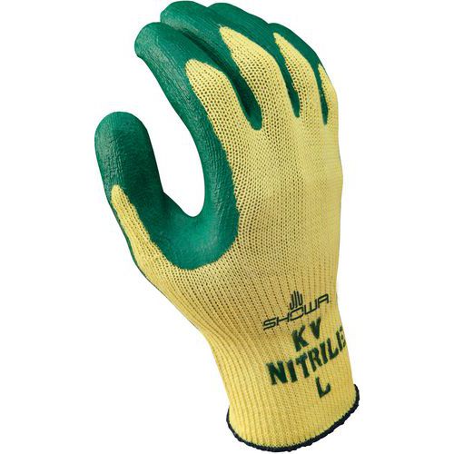 Showa - Gants de protection GPKV2R - Taille XL (10) - Résistants aux coupures (Niveau C) et aux huiles - Enduction nitrile paume - Kevlar