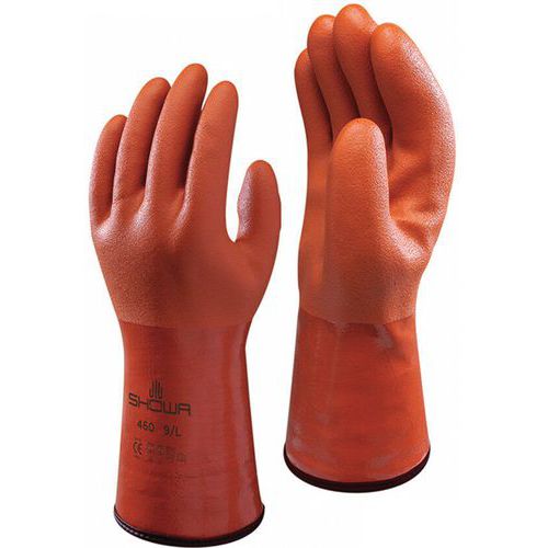 Showa - Gants de protection chimique 460 - Taille M (8) - Orange - Résistant au froid et aux huiles - EPI certifié CE