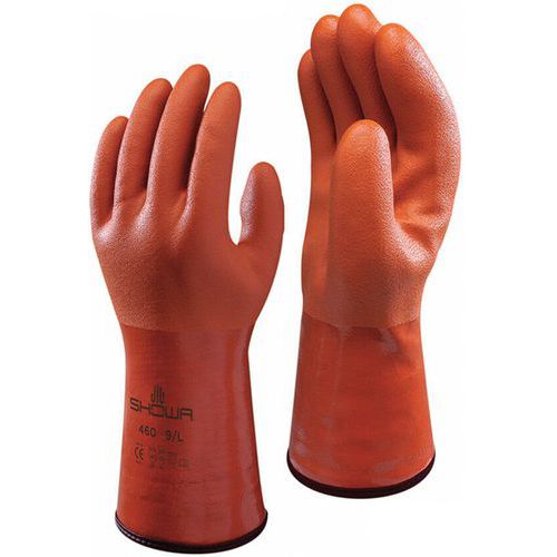 Showa - Gants de protection chimique 460 - Taille XL Orange - Résistant au froid et aux huiles - Normes EN 374, EN 511
