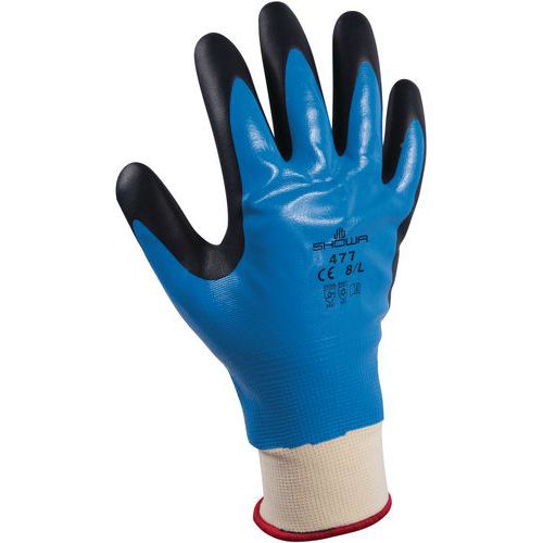 Showa - Gants 477 Taille 2XL - Protection Thermique Froid Nitrile Paume Noir/Blanc
