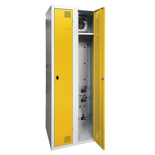 Akaze - Armoire Séchante Industrie Propre 2 Colonnes Jaune - Acier 1800x600x500mm - 2 Cases/Colonne - Séchage Efficace
