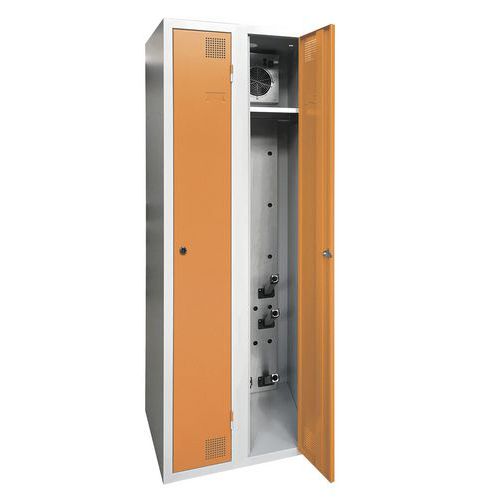 Akaze - Armoire Séchante Industrie Propre 2 Colonnes Orange Clair - 2 Portes à Clé - 1800x600x500mm - Éco-responsable