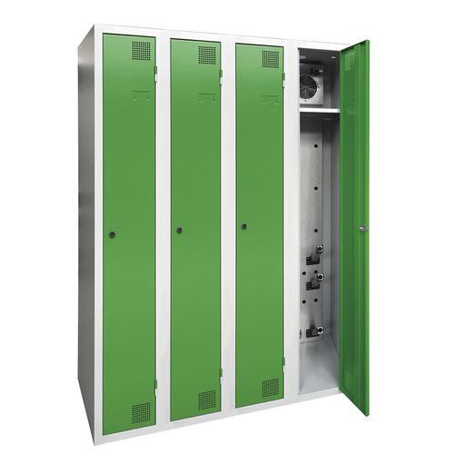 Akaze - Armoire séchante industrie propre 4 colonnes à clé vert - 1800x1200x500mm - Acier laqué - Éco-responsable