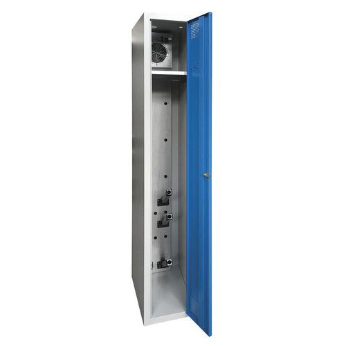 Akaze - Armoire Séchante Industrie Propre 1 Colonne Bleu - 180cm x 30cm x 50cm - Acier Laqué - 2 Cases + Penderie - Fermeture Cadenas