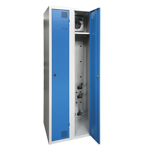 Akaze - Vestiaire Séchant Industrie Propre 2 Colonnes - Bleu/Gris Clair - À Clé - 1800x600x500mm - Éco-responsable