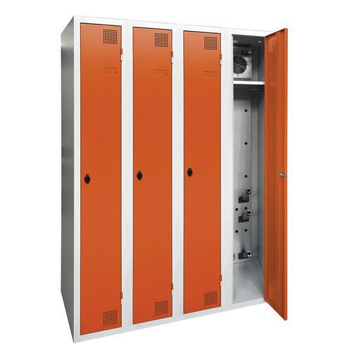 Akaze - Armoire Séchante Industrie Propre 4 Colonnes - Acier Gris Clair/Orange - 1800x1200x500mm - 1200W