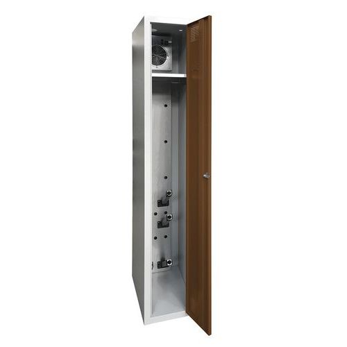 Akaze - Vestiaire Séchant Industrie Propre 1 Colonne - Acier Gris Clair/Marron - 1800x300x500mm - À Cadenas