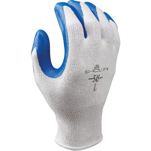 Gants De Travail SHOWA 265R En Nitrile - Antidérapants, Anti-Huiles, Légers Et Respirants - Taille 8/L - Bleu Clair - 3