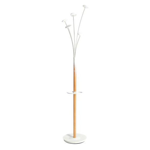 Alba - Portemanteau Festival 5 patères fût bois - Hêtre Blanc - Hauteur 187 cm - Design Sérigraphié