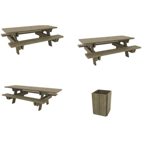 Pack 2 tables Bréhat - table PMR - corbeille 100L Kerguélen - Manutan Expert Pack 2 tables Bréhat - table PMR - corbeille 100L Kerguélen - Manutan Expert