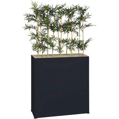 Jardinière Métal Sur Roulettes Hauteur 90 Cm Bambous Noir