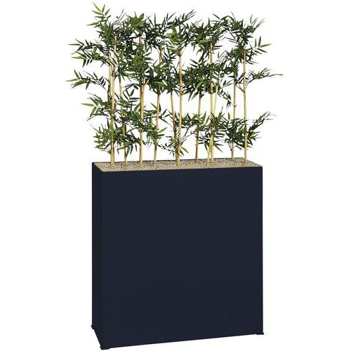 Jardinière Métal Sur Roulettes Hauteur 90 Cm Bambous Gris
