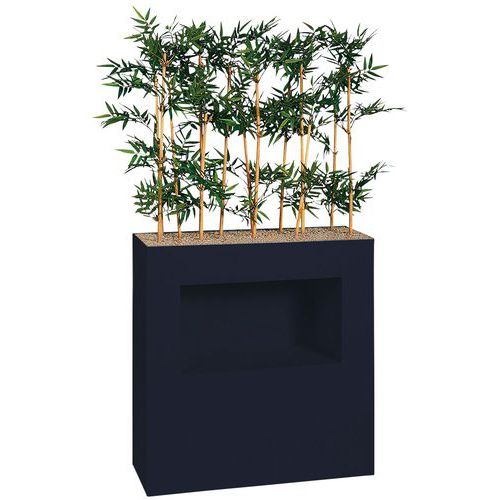 Jardinière Métal Sur Patins Avec Niche H 90 Cm Bambous Gris