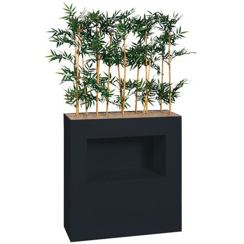Jardinière Métal Mobile M1 Avec Niche H 90 Cm Bambou Noir