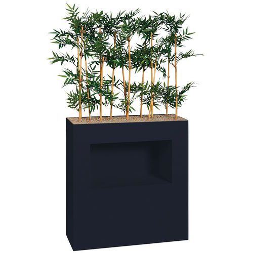 Jardinière Métal /roulettes M1 Av Niche H 90cm Bambous Gris