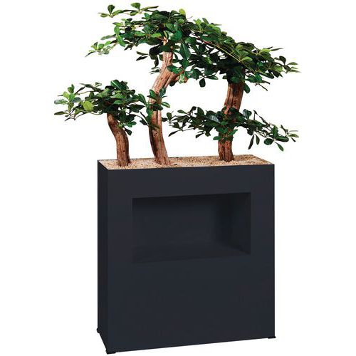 Jardinière Métal Sur Patins Avec Niche Ht 90 Cm Bonzaï Noir