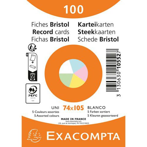 Lot de 40 - Fiche Bristol Sous Film Uni Non Perforé - 74x105 Mm