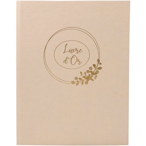 Livre D'or 100 Pages Tranche Or Ringflower - 27x22cm - Beige