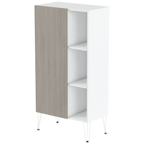 Rangement Haut Java 80 Cm 1 Pte 3 Niches Blc/chêne Gris
