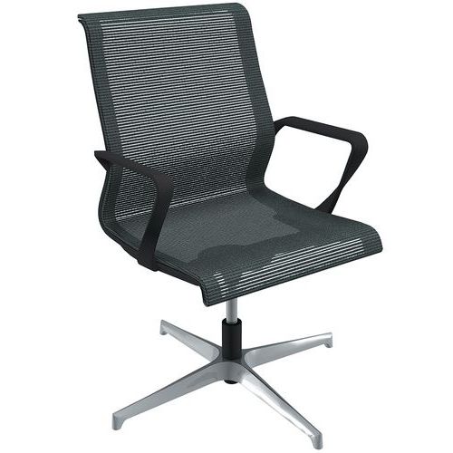 Fauteuil Visiteur Dinamica Bas Résil Noir Pied Alu Poli