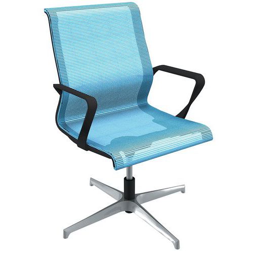 Fauteuil Visiteur Dinamica Bas Résil Bleu Pied Alu Poli