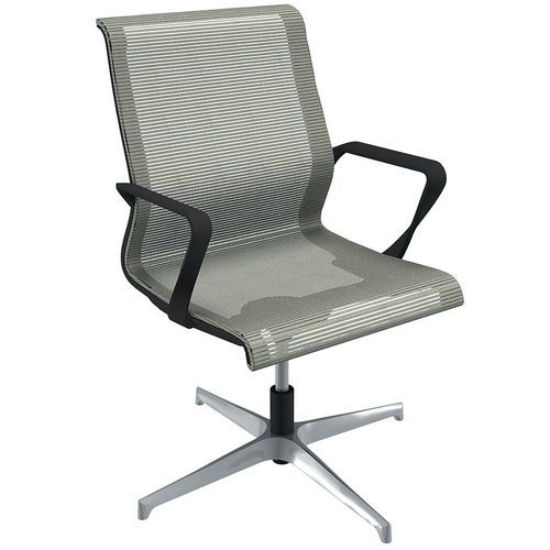 Fauteuil Visiteur Dinamica Bas Résil Gris Pied Alu Poli