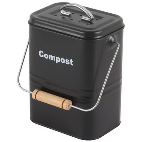 Arvix - Poubelle de Compostage 3L - Métal Noir - Filtre Charbon - Idéale Cuisine
