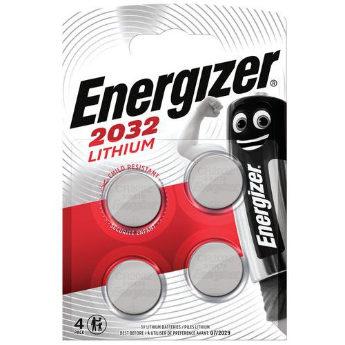 Pile bouton Lithium CR 2032 - Lot de 4 - Energizer