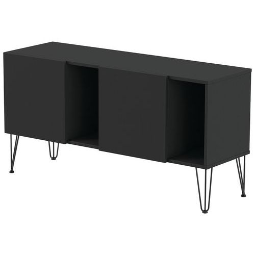 MBA - Meuble bas Java 140cm 2 portes 2 niches noir - 74x140x45cm - Éco-responsable, 10 ans garantie