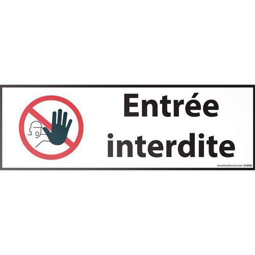 Signalisation Entrée Interdite Picto Main Pvc 350 X 125mm